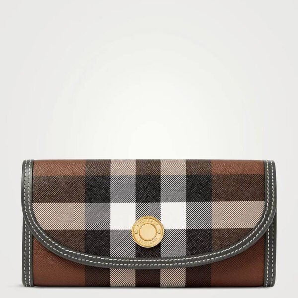 Check And Leather Continental Wallet