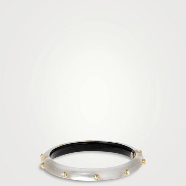 Crystal Studded Lucite Hinge Bangle Bracelet